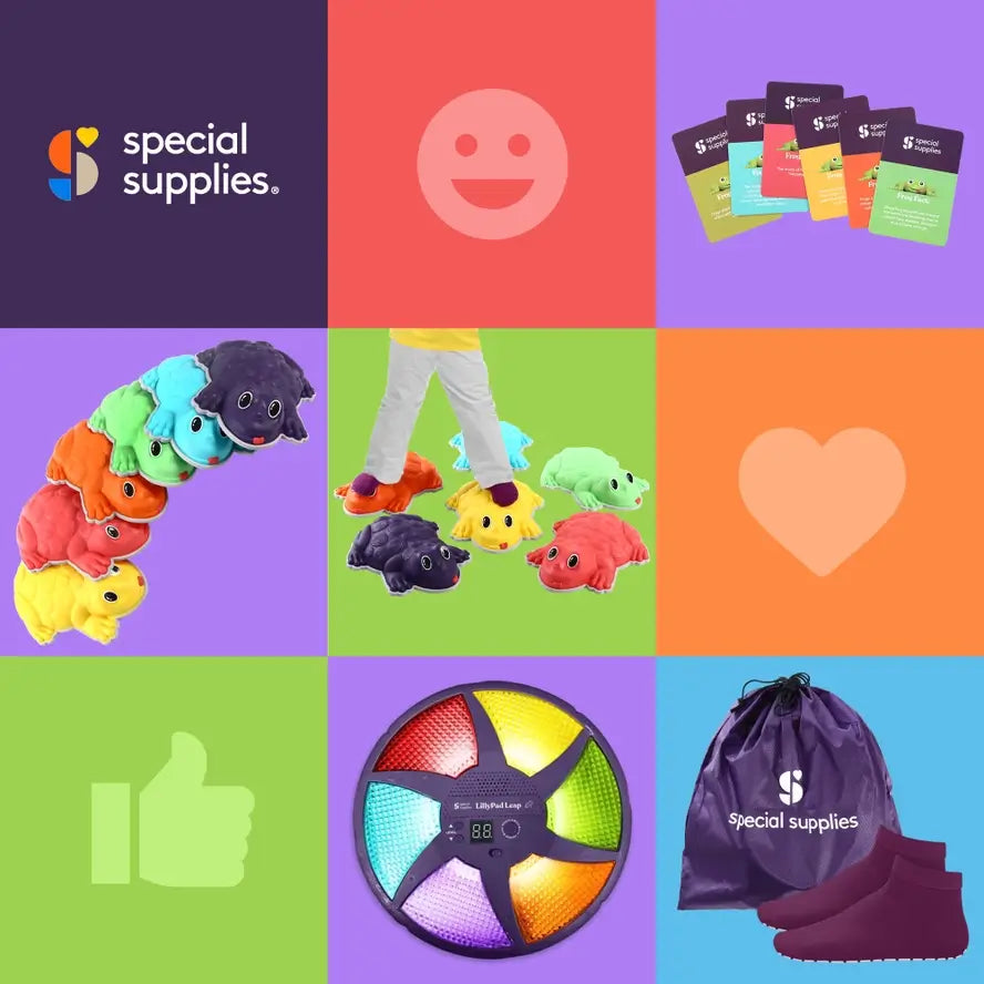 A colorful 9 square infographic showing different elements of the Frog Stepping Stones.