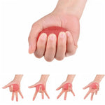 An infographic demonstrating different finger exercises that can be done with the Hand and Finger Grip Strengthener Egg Shaped Stress Balls.