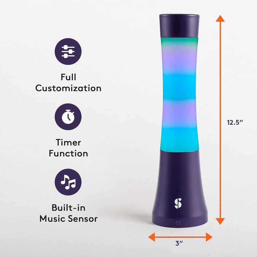 An infographic showing the 12.5"Lx3"W dimensions of the Light Lava Lamp.