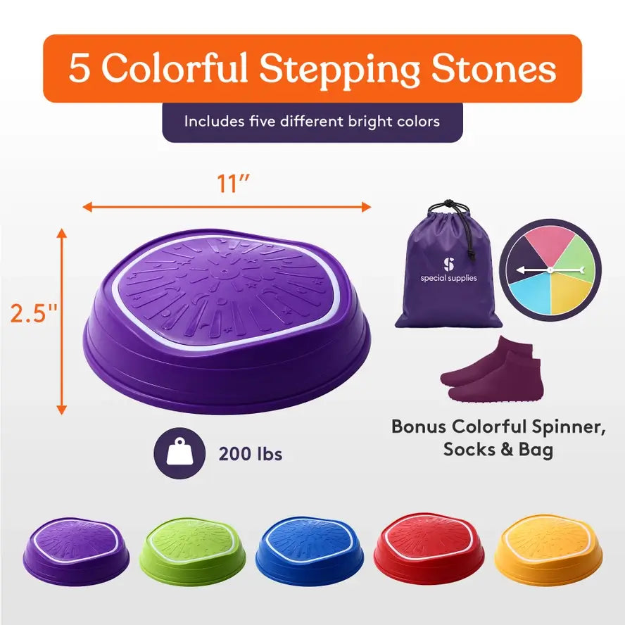 An infographic showing the dimensions and weight limit of the Musical LED Stepping Stones.