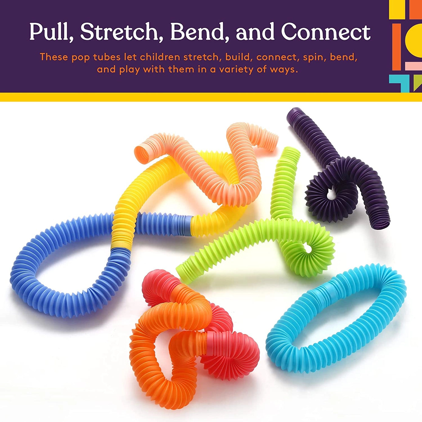 An assortment of Giant Pop Tubes demonstrate their connectability and flexibility. 