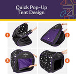 An infographic depicting how to break down the My Cozy Corner Sensory Blackout Tent.