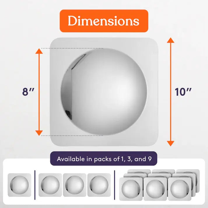 The dimensions for the Sensory Bubble Wall Mirror.