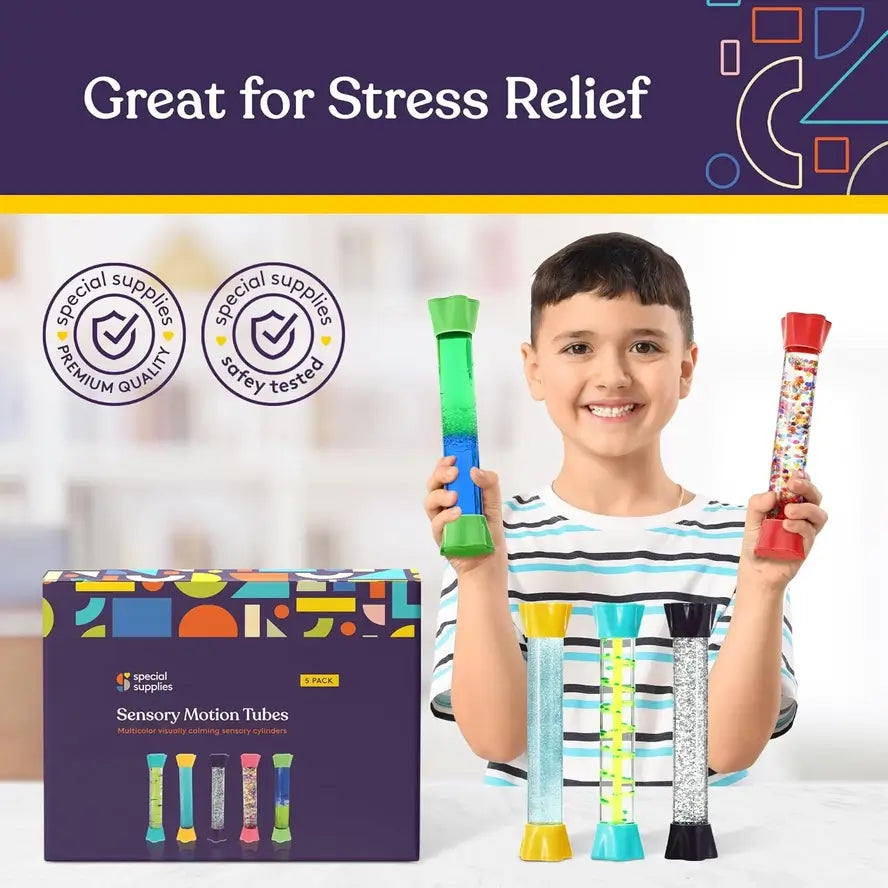 A child holds two of the liquid timers up next to the purple product package.