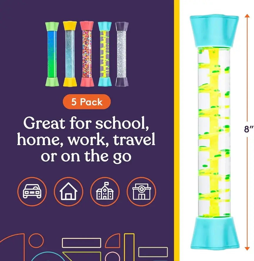 An infographic demonstrating the 8" length of the tube.