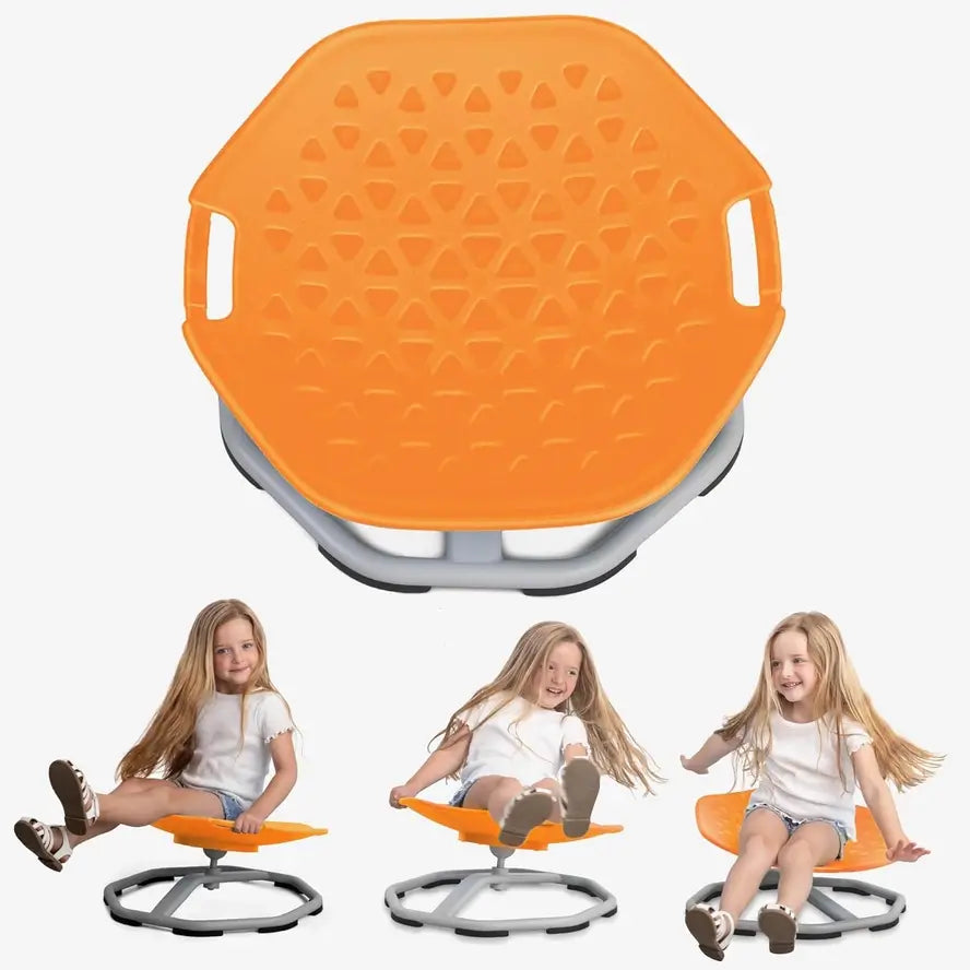 The orange Special Supplies Spin Chair.