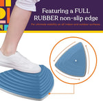 An infographic demonstrating the rubber non-slip edge on the Stepping Stones.
