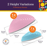 An infographic with the dimensions of the Stepping Stones. Large: 13.5"x3.5". Small: 10.5"x1.5".