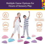 Two children walk across a floor covered in the Unicorn variant Stepping Stones.