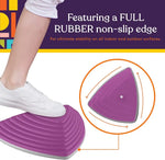 An infographic demonstrating the rubber non-slip edge on the Stepping Stones.