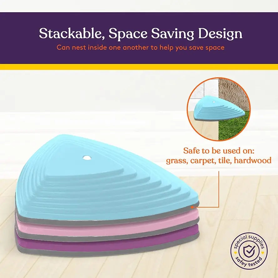 An infographic demonstrating the stackability of the Stepping Stones.