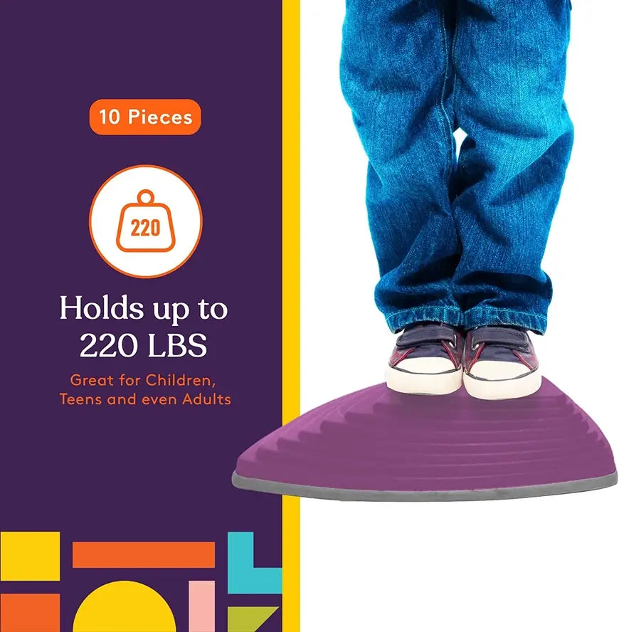 A child stands on top of a large Stepping Stone.