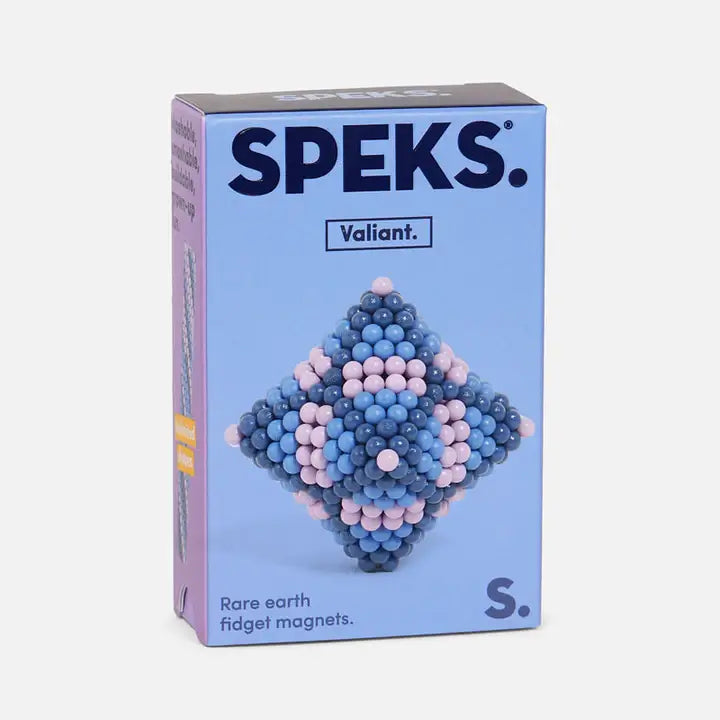 The product box for Speks 432 Fidget Magnets - Bold, Valiant.
