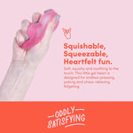 An infographic for the Speks Gump Heart Gel Stress Ball discussing its benefits.