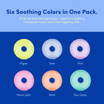 An infographic showing the colors of the Speks Mini Gump Loop Gel Filled Stress Balls.
