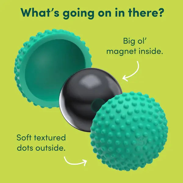 An infographic showing the big ol' magnet inside of the silicone shell.