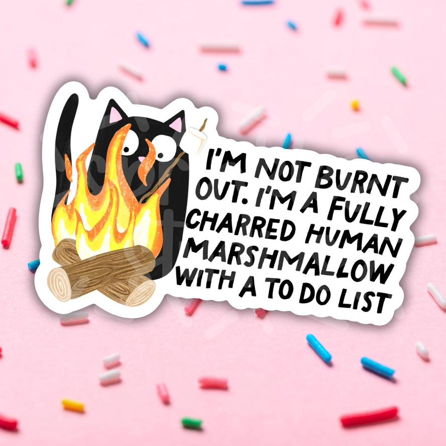 The Charred Human Marshmallow Vinyl Sticker.
