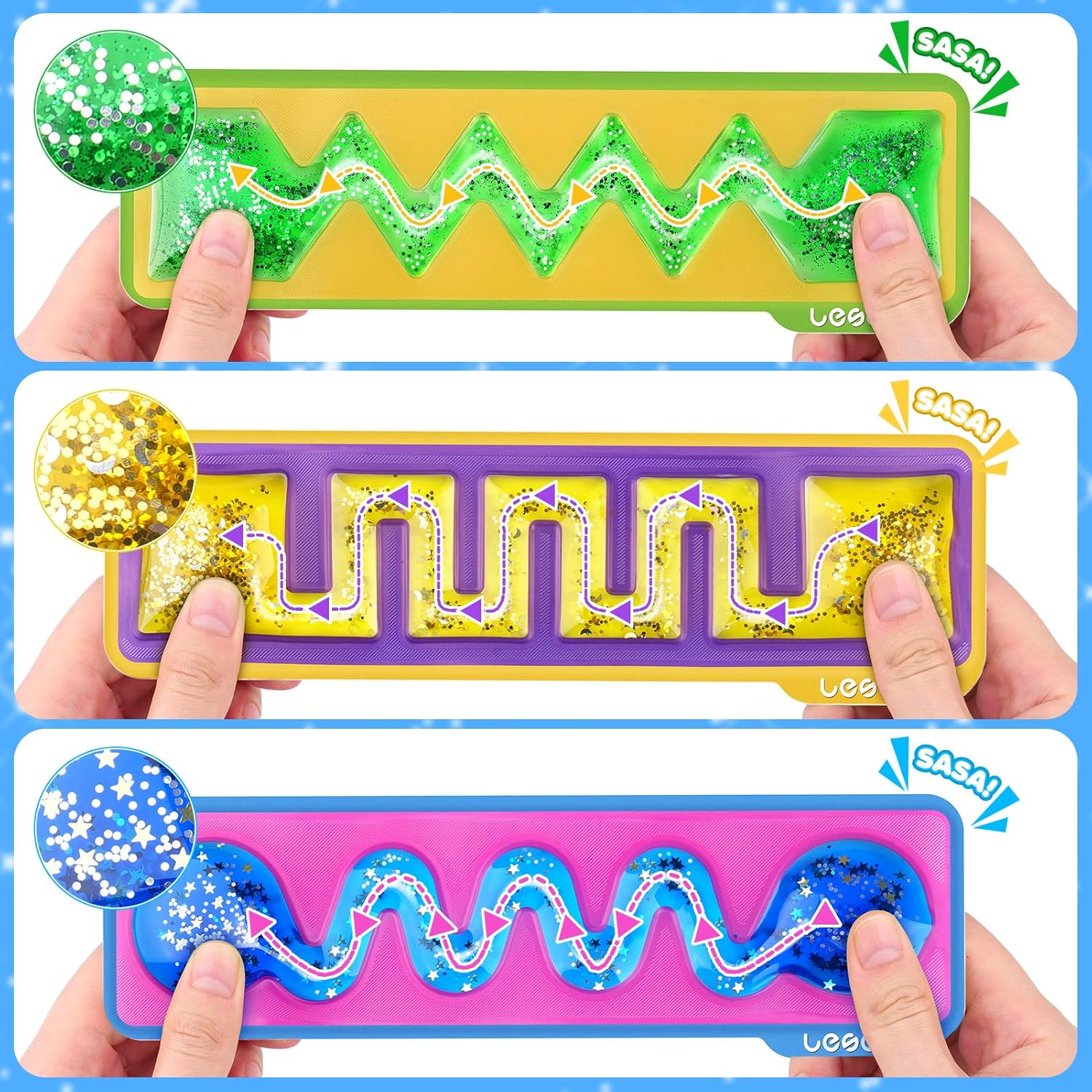 The Squeezy Sensory Maze with glitter.