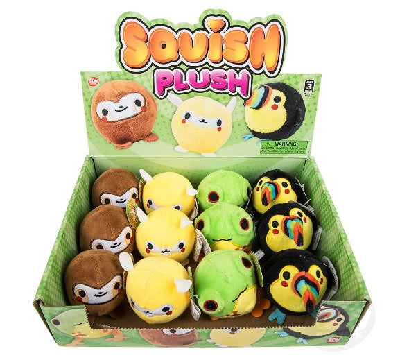 All of the Squish Plush Jungle Animals in their product package.