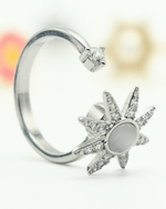 Star Moonstone Fidget Spinner Ring in Copper with Cubic Zirconia.