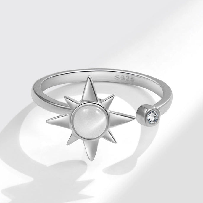 Star Sterling Fidget Ring in Sterling Silver, Silver.