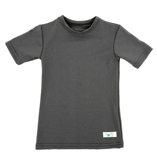 Steel Grey Kozie 4-Way Nylon Classic Plain and Simple Compression Short Sleeve Shirt.