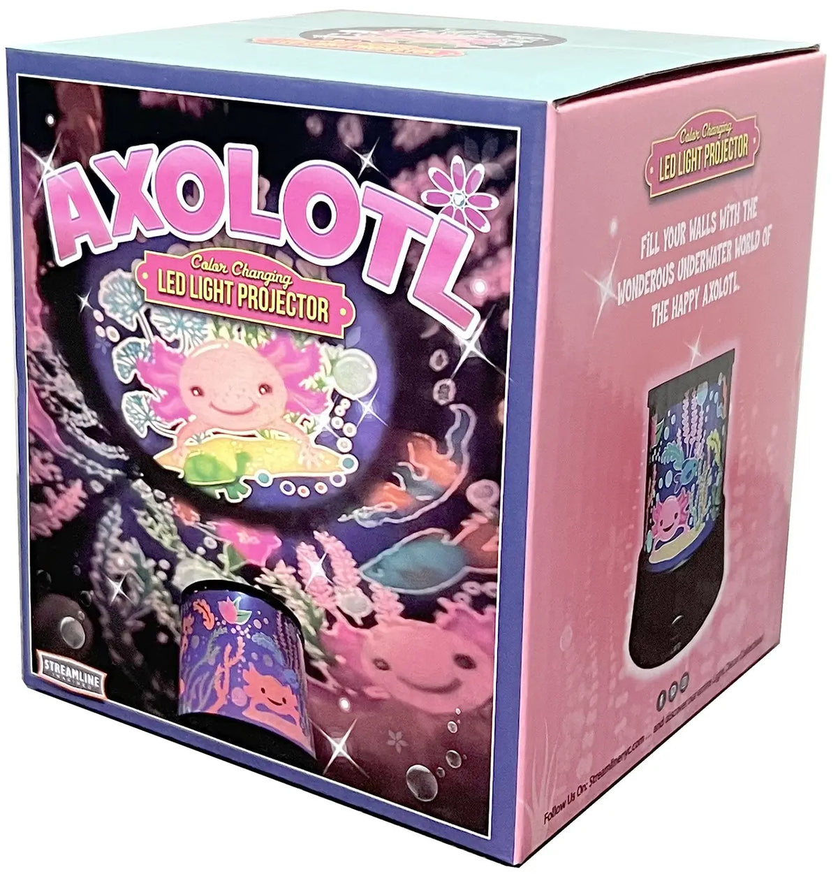 The product package for the Axolotl LED Projection Light.