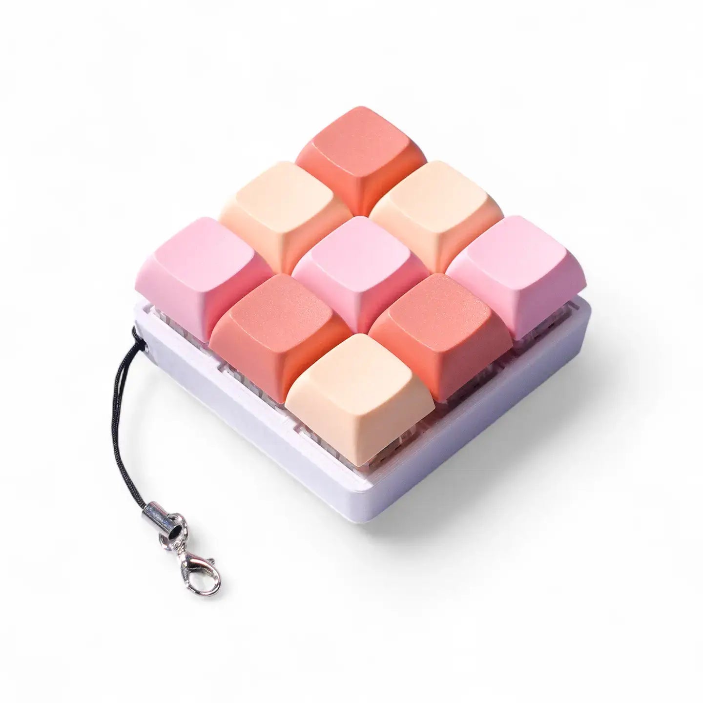 9 Key Mechanical Keyboard Fidget Keychain, Peachy Dreams, Clicky - Strudel3D.