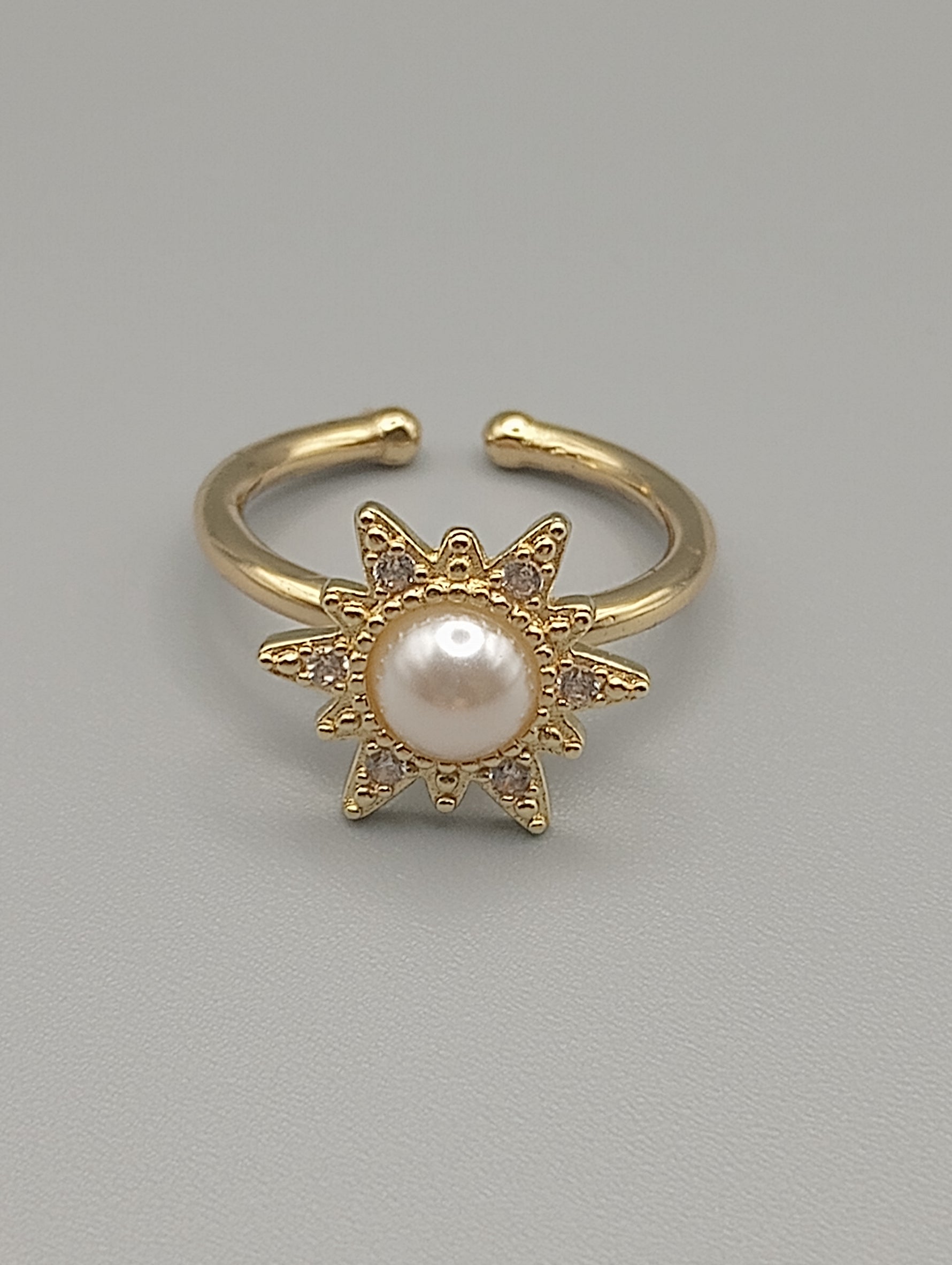 Sun with Pearl Fidget Ring in Solid Copper, Gold.