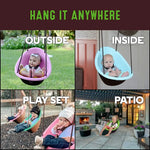 An infographic showing the different places you can hang and use the Swurfer Kiwi Baby and Toddler Swing.