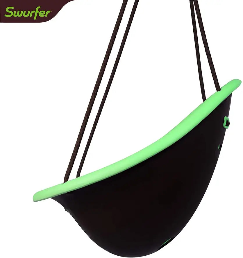 The side profile of the green Swurfer Kiwi Baby and Toddler Swing.