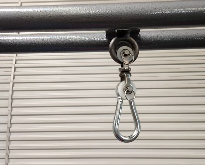 The swivel on the Folding Wall Mounted Swing Frame.