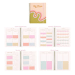 A look at the Yearly Dashboards, Monthly Dashboards, Weekly Spreads, and Bucket Pages in the Loop De Loop 2026-2027 Dated Academic Planner - Talking Out of Turn.