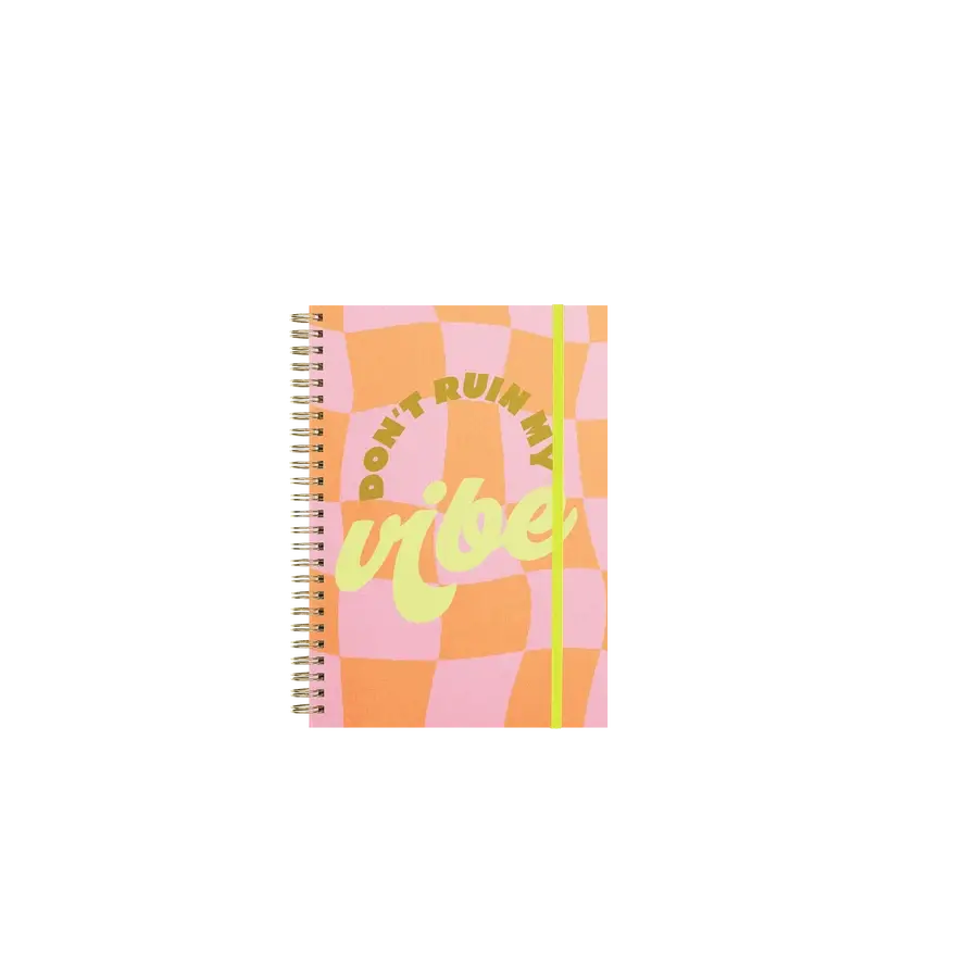 The pink and orange checked cover of the Don't Ruin My Vibe Small Goal Getter Lite.