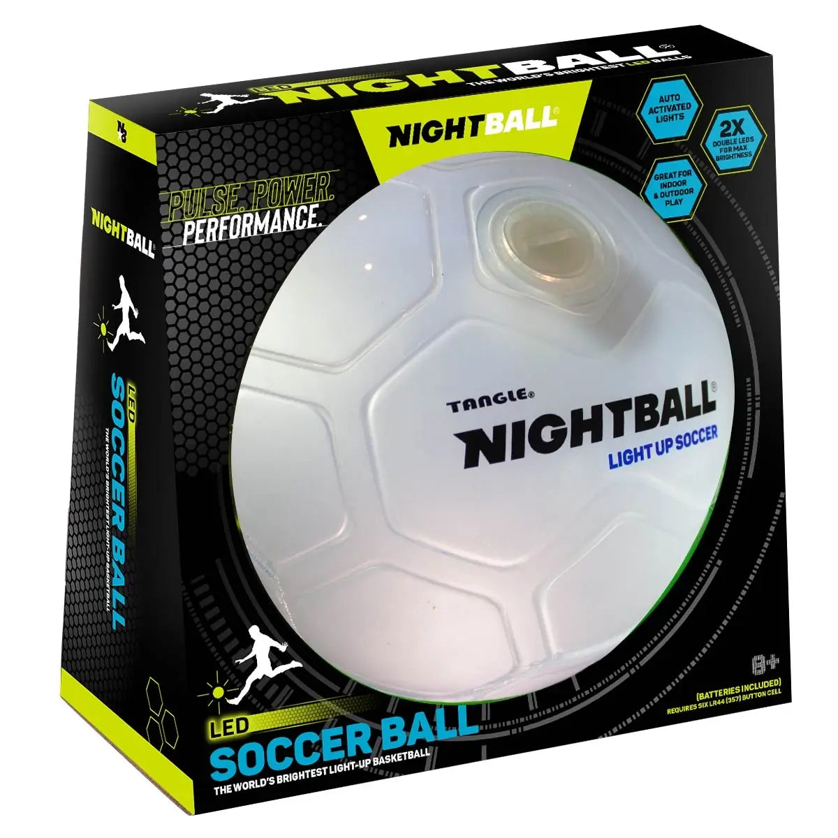 The Tangle Nightball LED Soccer Ball in white.