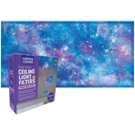 The product box for Calming Covers Deep Space Ceiling Light Filters in front of the light filter.