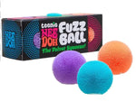 The product package for the Teenie Nee Doh Fuzz Ball 3 Pack.