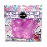 The pink  Super Duper Sugar Squisher Butterfly in its product package.