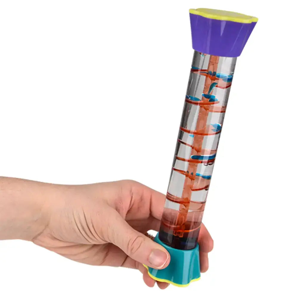 A hand flips the8" Liquid Helix Timer - The Toy Network.