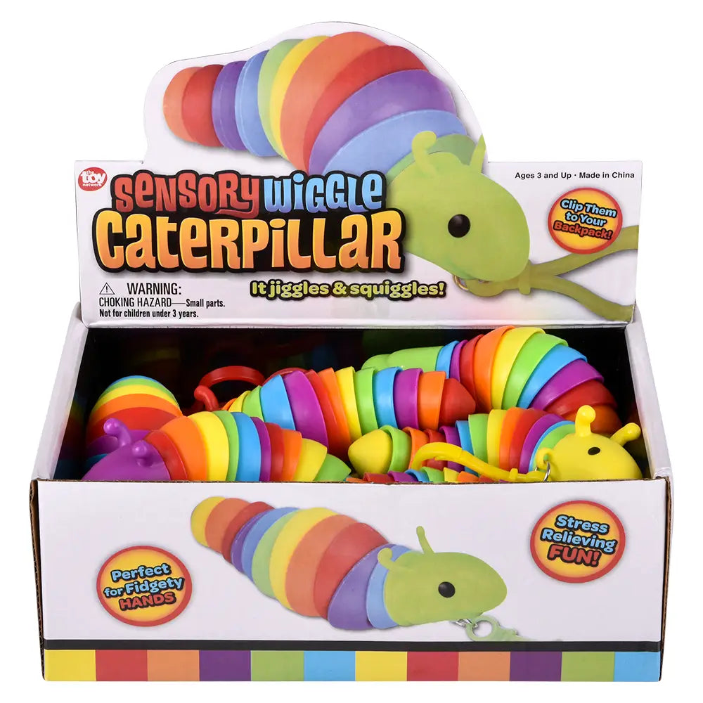 The display box for the 3.75" Sensory Wiggle Caterpillar Clip On.