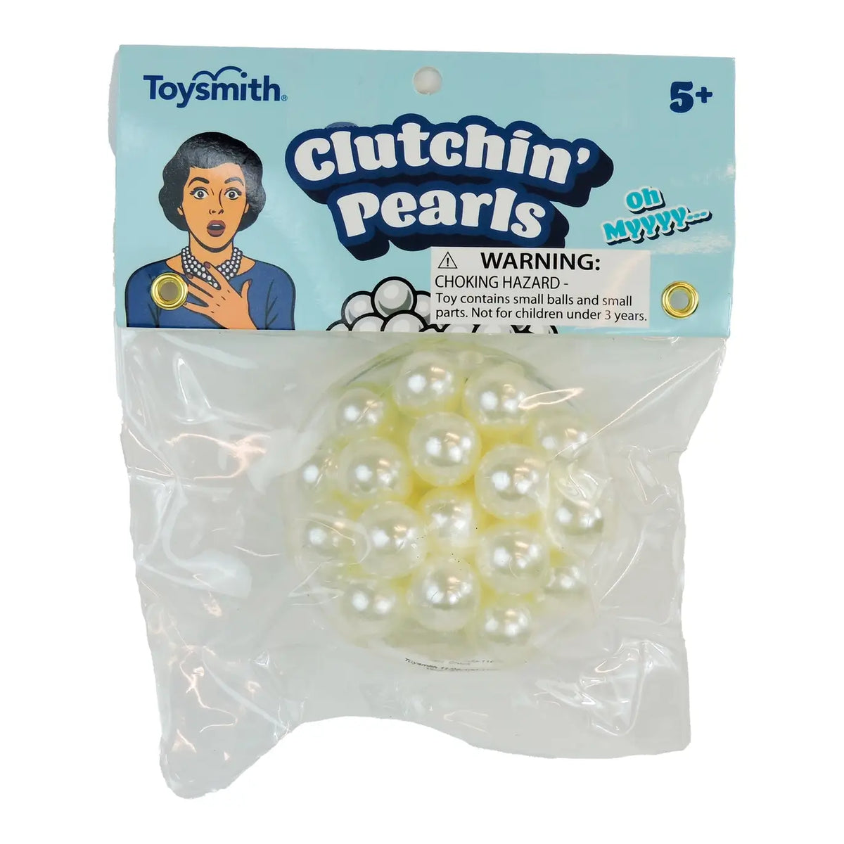 The product package for the Toysmith Clutchin' Pearls Sensory Ball Fidget Toy.
