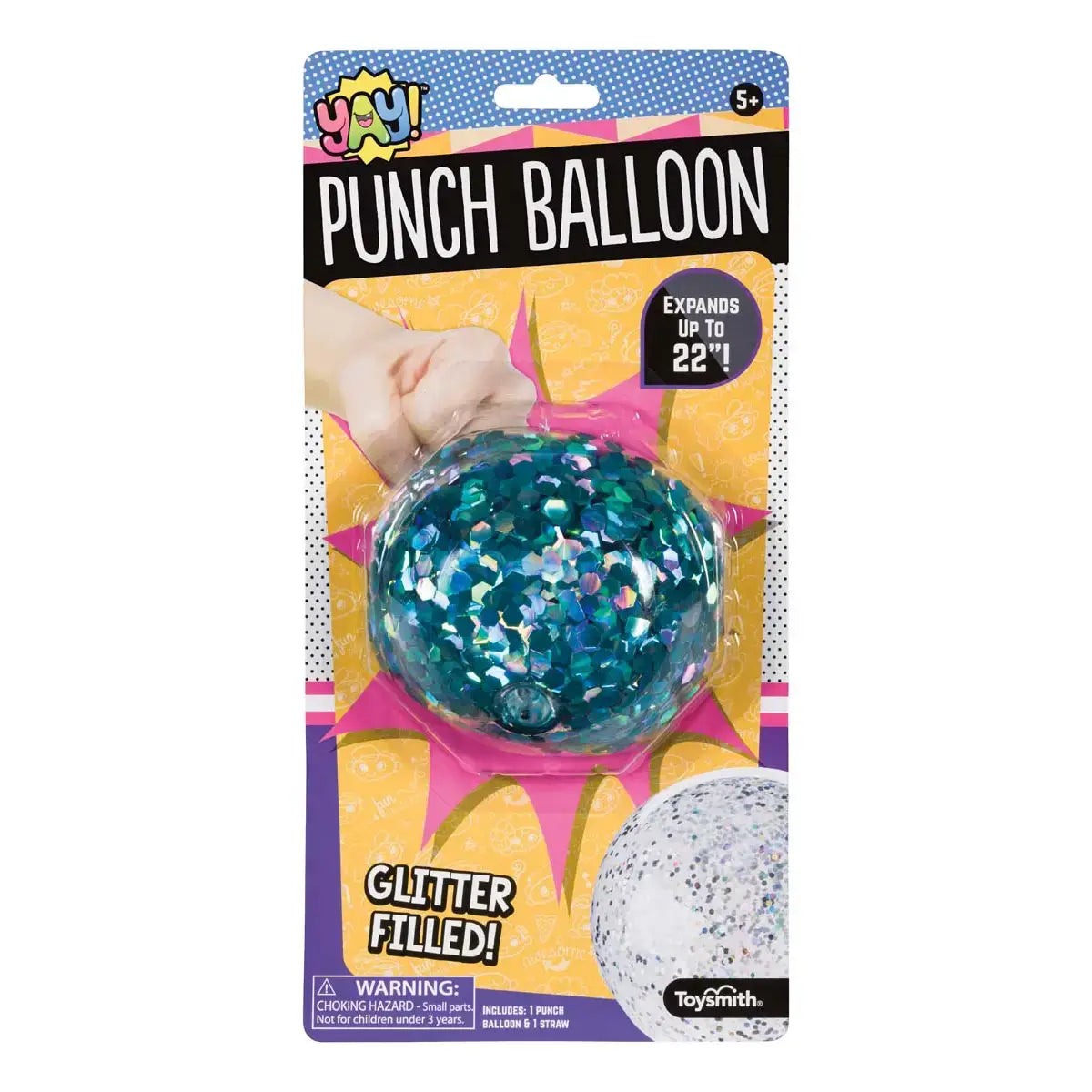 The front of the product package for the YAY! Punch Balloon.