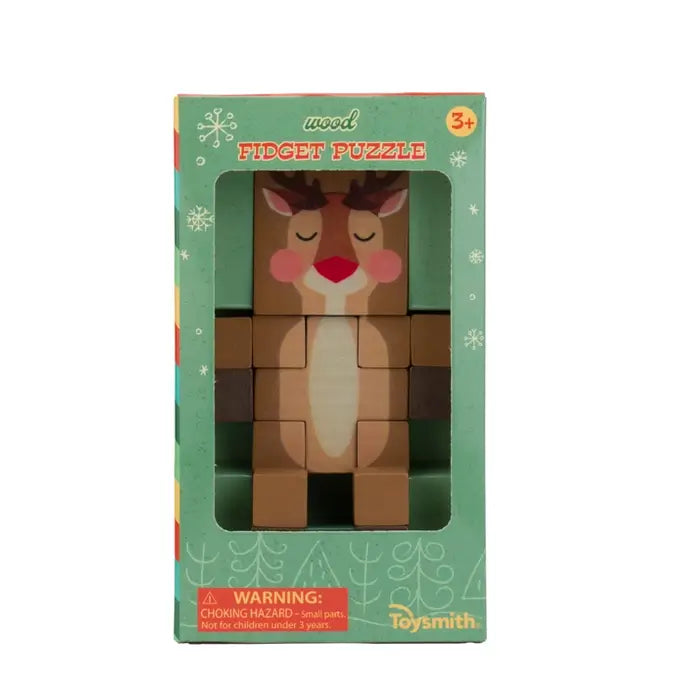 Toysmith Holiday Wood Fidget Puzzle, Rudolf the Reindeer.