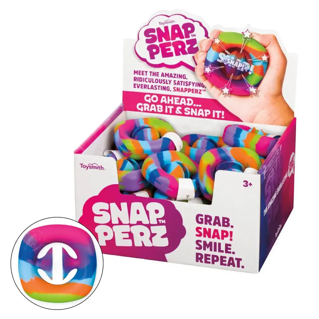 The product display for Snapperz Rainbow Pop Fidget Toy.