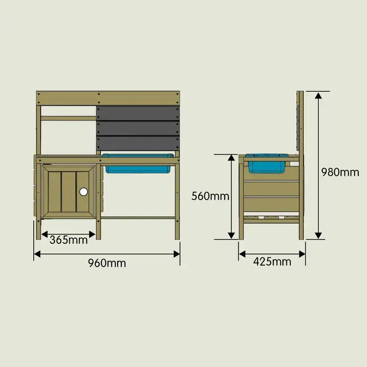 The TP Toys Muddy Maker Mud Kitchen Outdoor Playset dimensions.