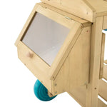 A close-up of some storage on the TP Toys Wooden Explore Potting Bench Outdoor Playset.