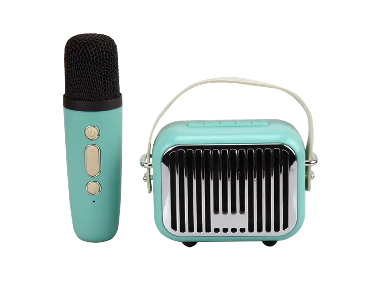 The Pocket Karaoke Microphone & Speaker Combo Teal Bluetooth Set.