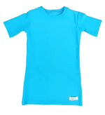 Tropical Blue Kozie 4-Way Nylon Classic Plain and Simple Compression Short Sleeve Shirt.