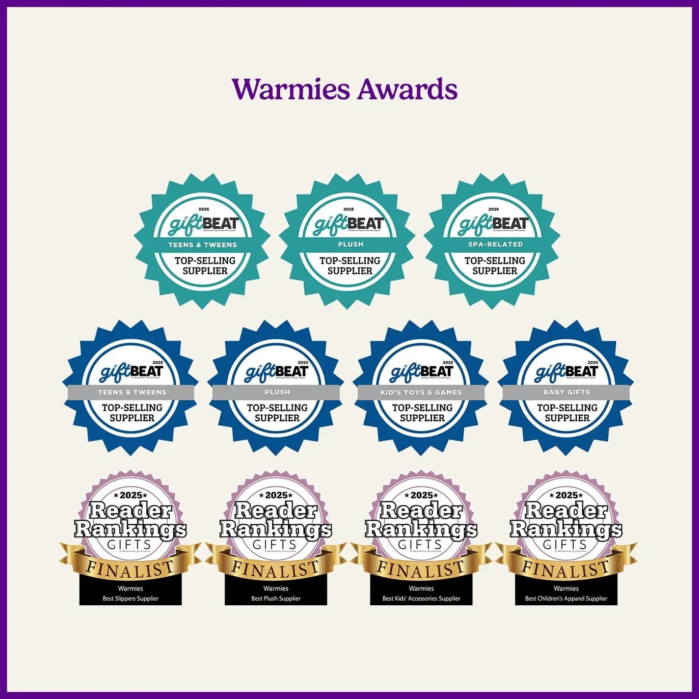 A list of Warmies Awards.
