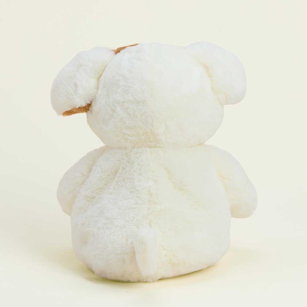 The back side of Barklei, Warmies Cozy Cute Puppy.
